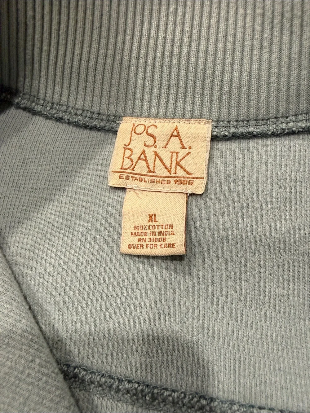 Jos. A. Bank Men’s Heather Seafoam Green Quarter-Zip Sweater